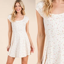 Scoop Neck Mini Dress - Cream Floral