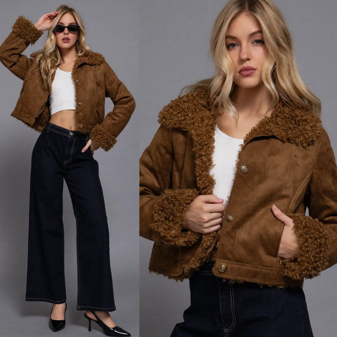 Penny Lane Faux Fur Jacket - Brown