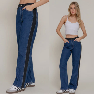 Mulberry Stripe Detail Jeans - Dark Denim