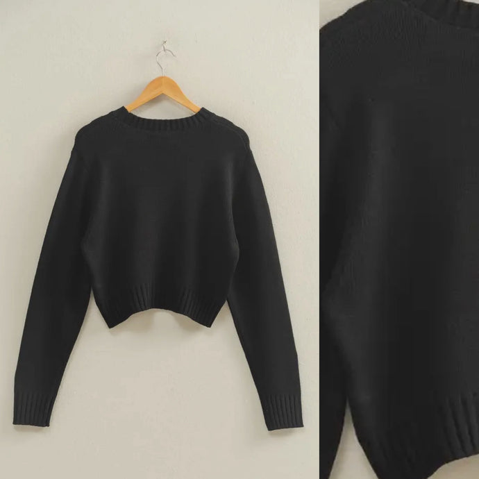 Classic Crop Sweater - Black