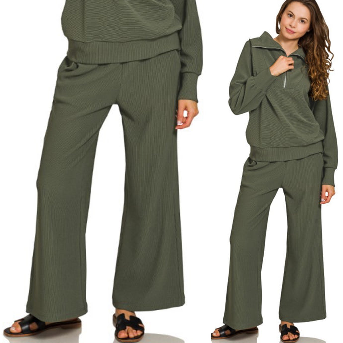 Orchard Wide Leg Pants - Dark Green