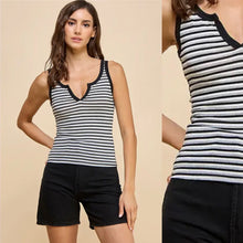 Notch Stripe Tank - Black/White