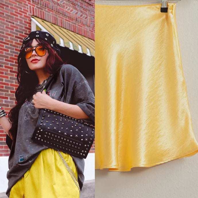 Satin Mini Skirt - Butter Yellow