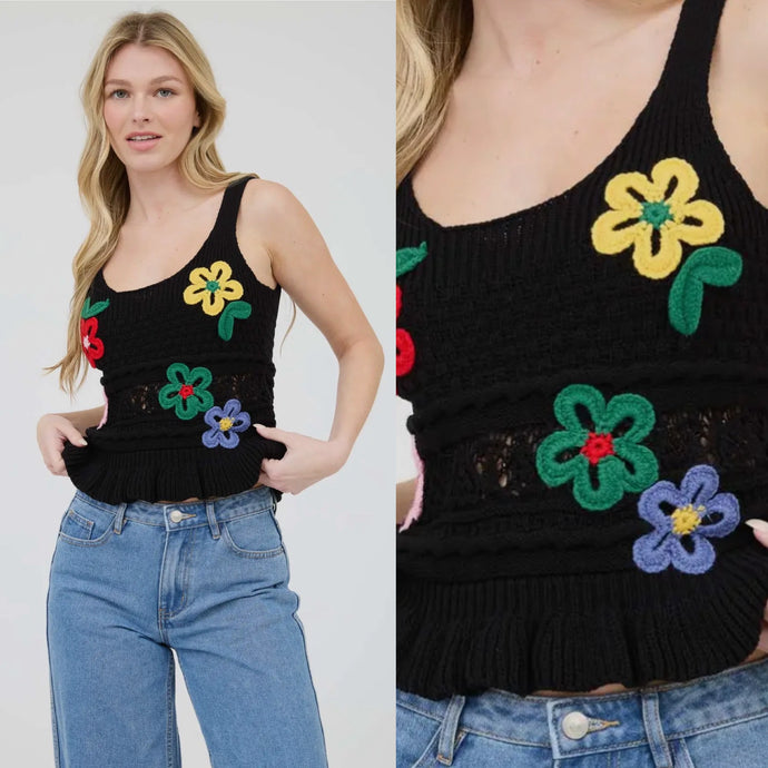 Flower Power Lined Crochet Top