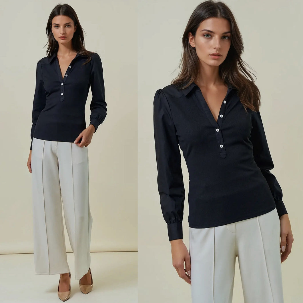 Dinner Party Long Sleeve Top - Black