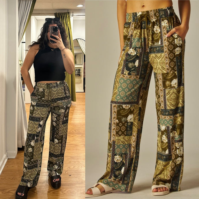 Las Vegas Leg Pants - Jade Pattern