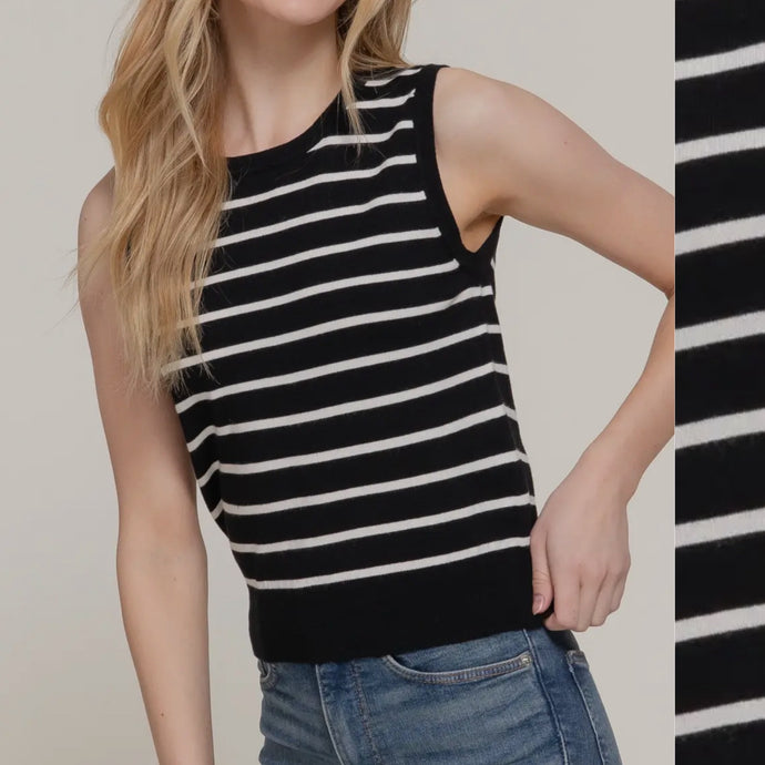 Ahoy Stripe Tank - Black/ White