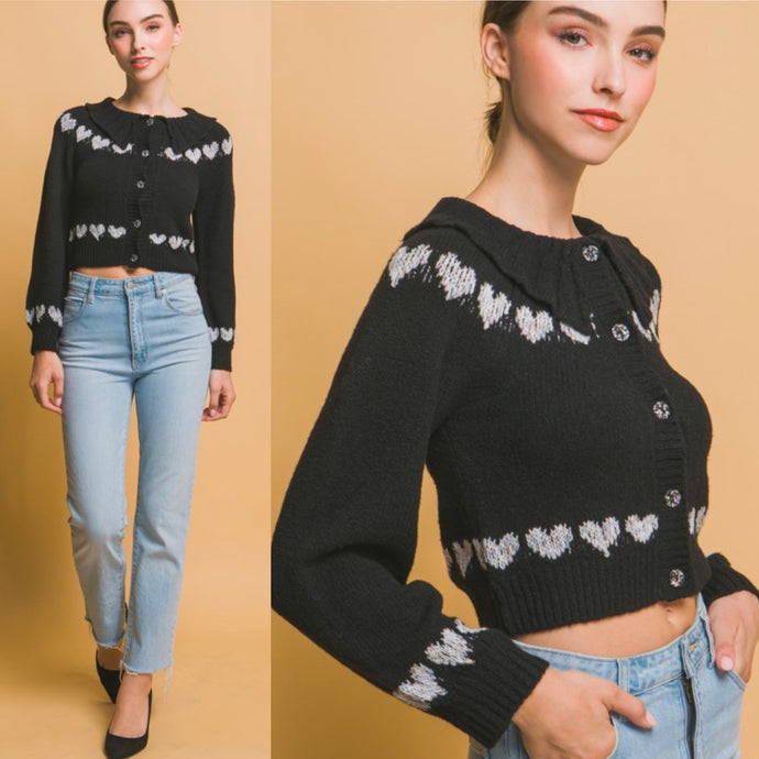 Galentine Heart Sweater - Black