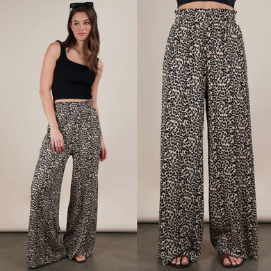 Betsey Crinkle Pants - Leopard