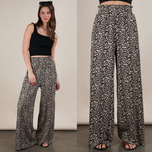 Betsey Crinkle Pants - Leopard