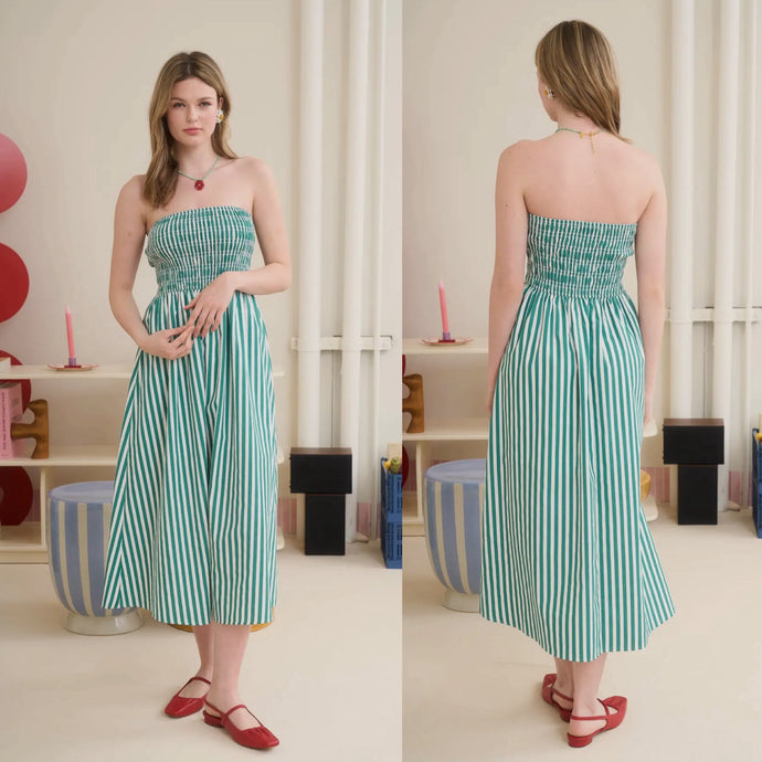 Covert Strapless Maxi Dress - Green Stripe