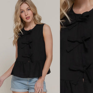 Somebody Bow Linen Top
