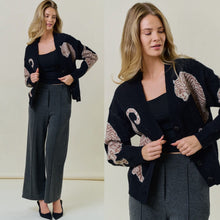 Williamsburg Tiger Cardigan Sweater - Black