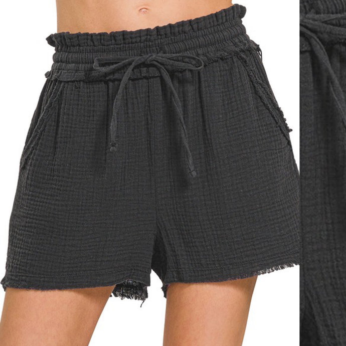 Montauk Gauze Shorts - Black
