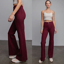 Ultimate Soft Stretch Button Up Bell Bottom Jeans - Burgundy