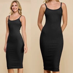 Late Night Midi Bodycon Dress - Black