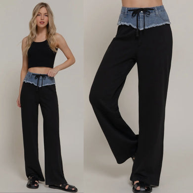 Alter Ego Denim Detail Sweatpants - Black