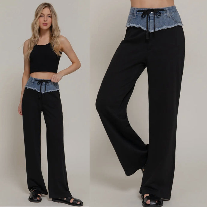 Alter Ego Denim Detail Sweatpants - Black
