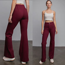 Ultimate Soft Stretch Button Up Bell Bottom Jeans - Burgundy