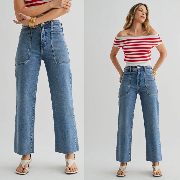 JBD Stretch Utility Wide Leg Jeans - Medium