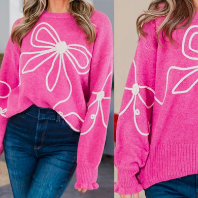 High Tea Bow Sweater - Pink