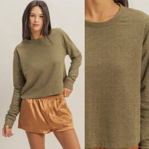 Robertson Crop Lightweight Pullover - Olive