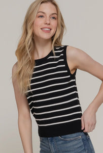 Ahoy Stripe Tank - Black/ White