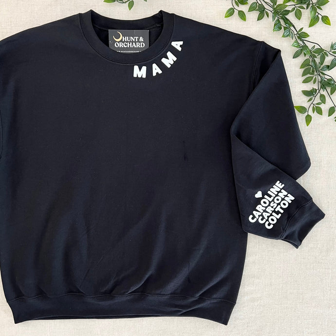 Personalized Mama Pullover (add up to 4 names) - Black