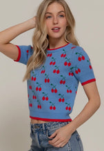 Cherry Bomb Sweater Top - Blue