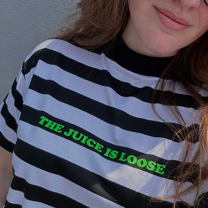 The Juice Is Loose Stripe Tee - Black/White