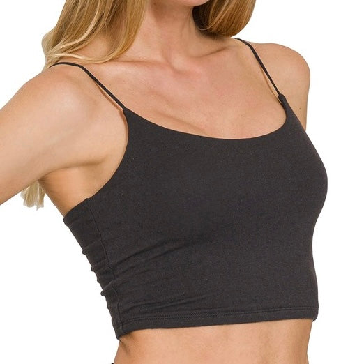 Linger Crop Tank - Black