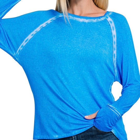 Grateful Burn Out Top - Sky Blue