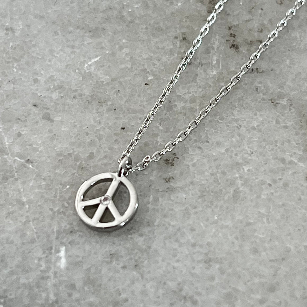 Peace Necklace - White Gold Dipped