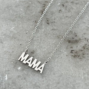 Mama Necklace - White Gold Dipped