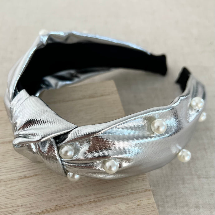 Pearl Mettalic Headband - Silver