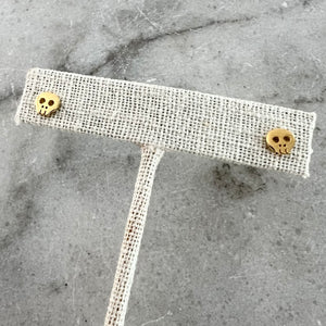 Skull Stud Earrings - Gold Dipped