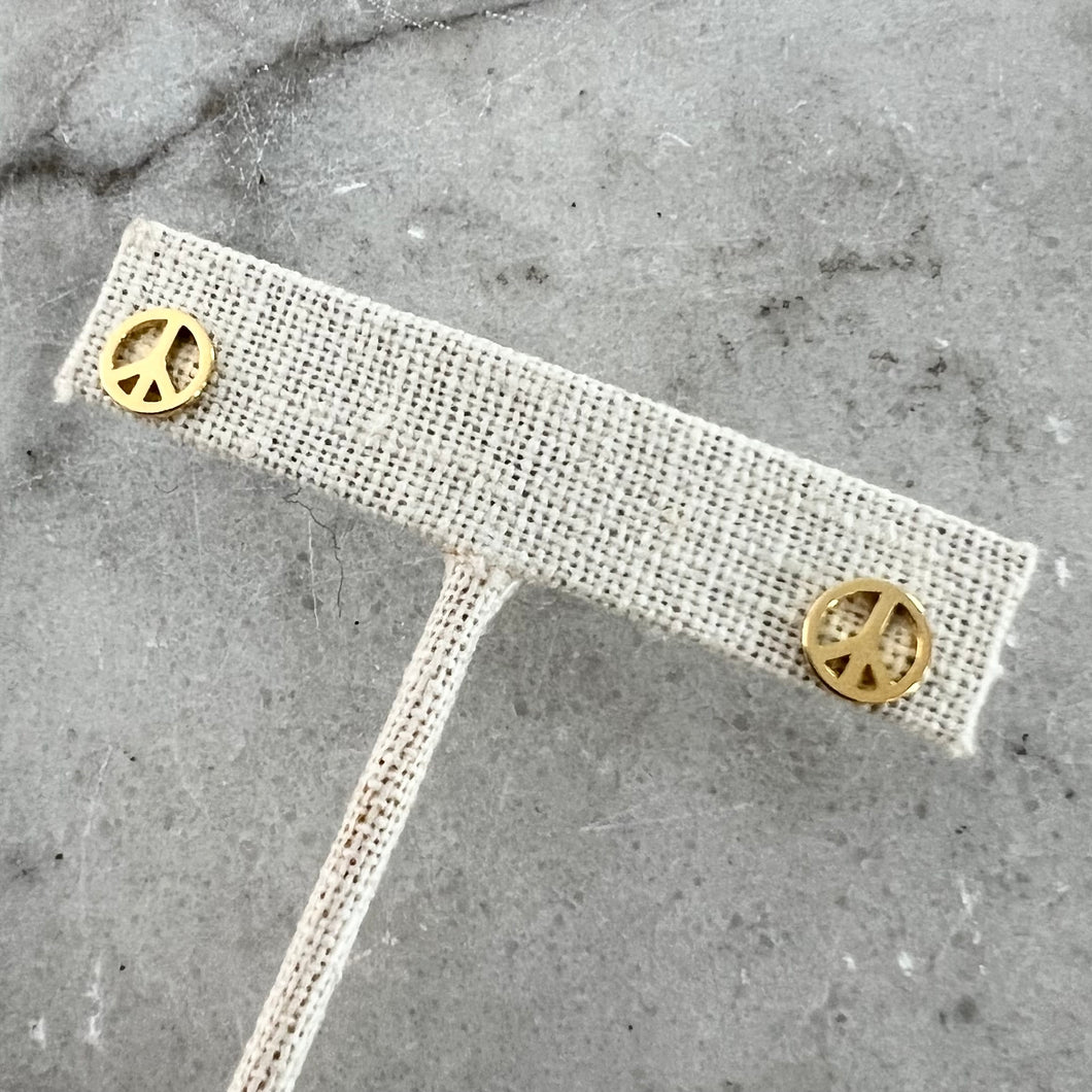 Peace Stud Earrings - Gold Dipped