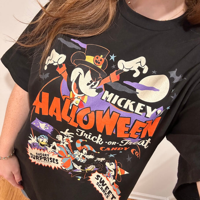 Vintage Halloween Mickey Tee - Black