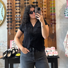 Soho Button Down Top - Black