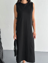 Maxi Shift Cotton Dress - Black