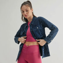 Soft Mineral Wash Cotton Shacket - Dark Denim