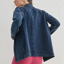 Soft Mineral Wash Cotton Shacket - Dark Denim