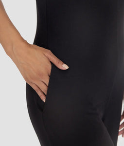 Wide Leg French Terry Jumpsuit - Black