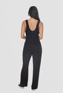 Wide Leg French Terry Jumpsuit - Black