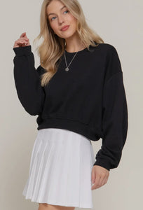 Sunset Balloon Sleeve Pullover - Black