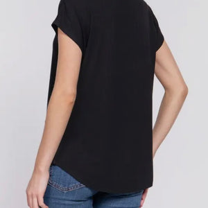 Ribbed Dolman Tee Top - Black