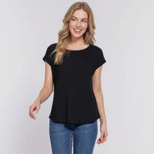 Ribbed Dolman Tee Top - Black