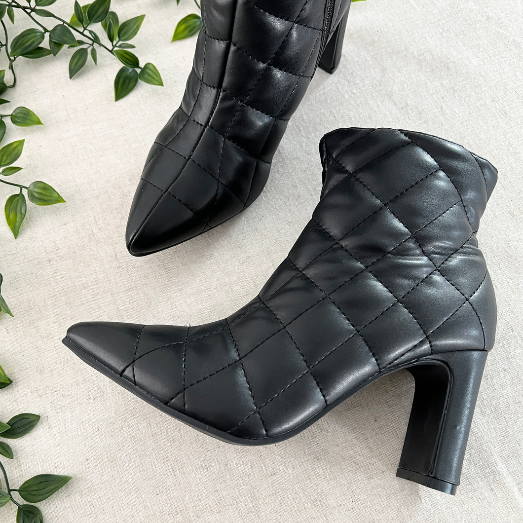 Coco Quilted Booties - Black