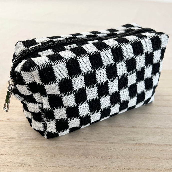 Checkerboard Cosmetic Bag - Black/White