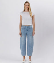 Flying Monkey High Waist Stretch Slim Barrel Denim - Midwash Denim